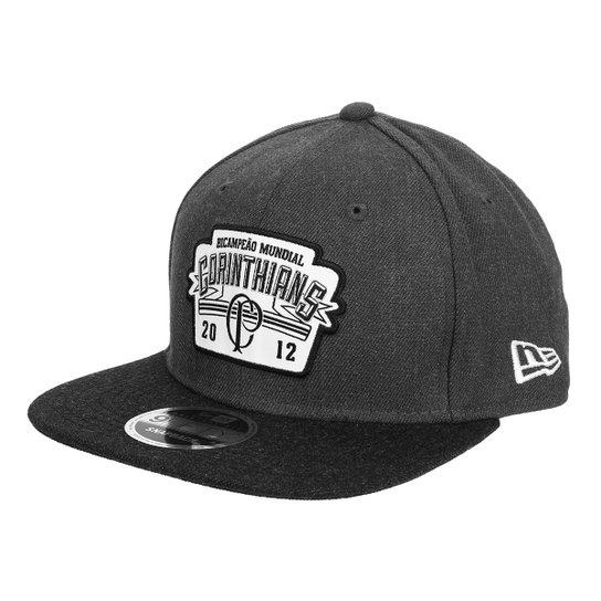 Boné New Era Corinthians Bi Mundial Aba Reta 950 OF - Cinza+Branco