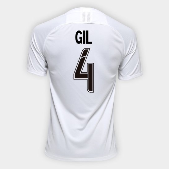 Camisa Corinthians I 19/20 - Gil Nº 26 - Torcedor Nike Masculina - Branco+Preto