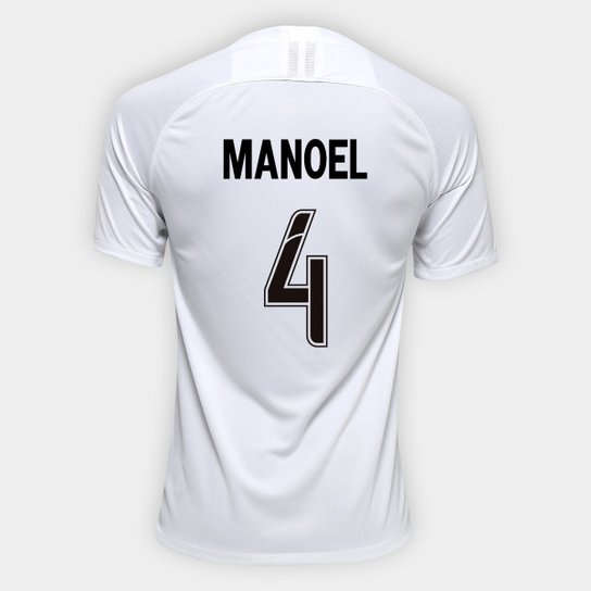 Camisa Corinthians I 19/20 Nº 4 Manoel - Torcedor Nike Masculina - Branco+Preto