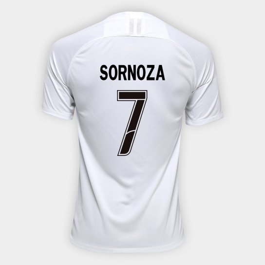Camisa Corinthians I 19/20 Nº 7 Sornoza - Torcedor Nike Masculina - Branco+Preto