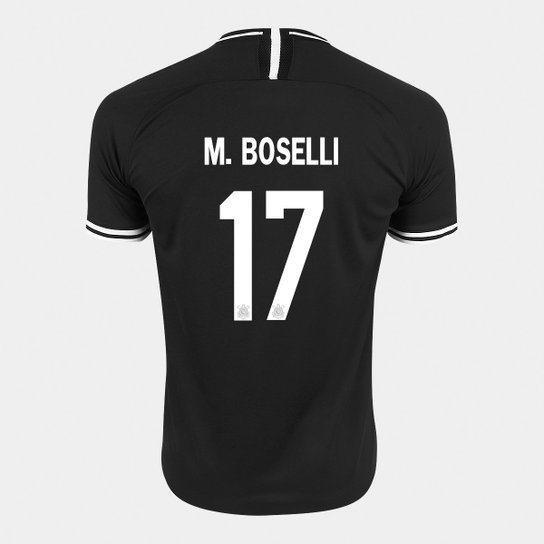 Camisa Corinthians II 19/20 - M. Boselli Nº 17 - Torcedor Nike Masculina - Preto+Branco