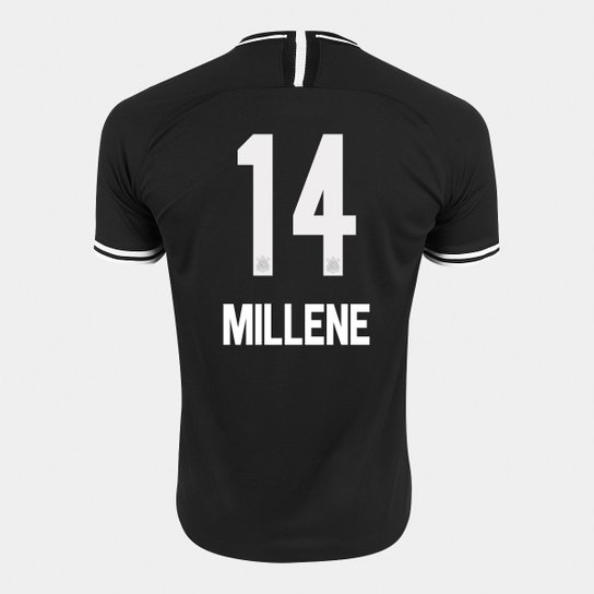 Camisa Corinthians II 19/20 - Millene N° 14 - Torcedor Nike Masculina - Preto+Branco