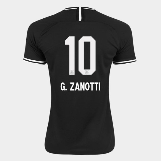 Camisa Corinthians II 19/20 N° 10 G. Zanotti - Torcedor Nike Feminina - Preto+Branco