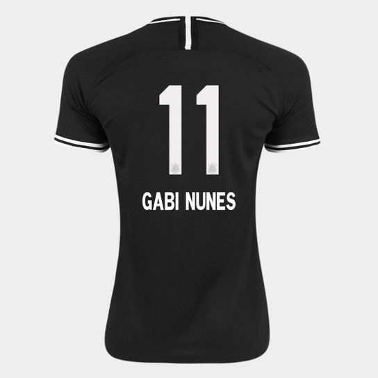 Camisa Corinthians II 19/20 N° 11 Gabi Nunes - Torcedor Nike Feminina - Preto+Branco