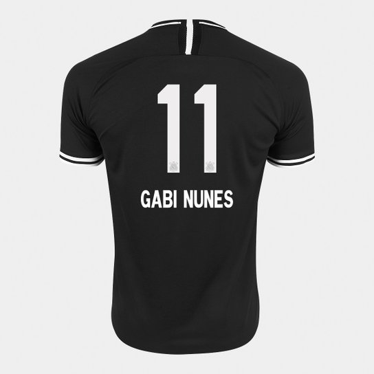 Camisa Corinthians II 19/20 N° 11 Gabi Nunes - Torcedor Nike Masculina - Preto+Branco
