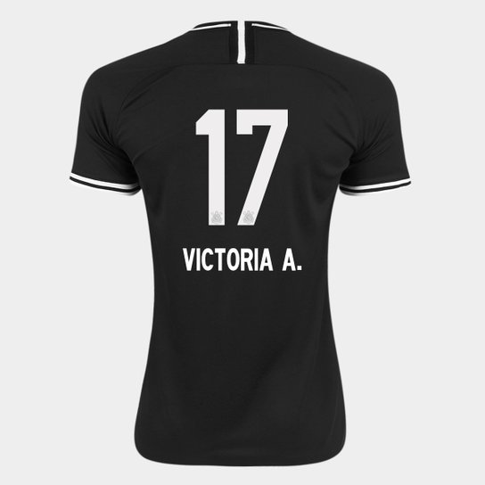 Camisa Corinthians II 19/20 N° 17 Victoria A. - Torcedor Nike Feminina - Preto+Branco