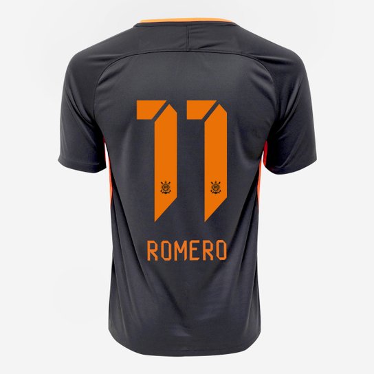 Camisa Corinthians III 17/18 nº 11 - Romero Torcedor Nike Masculina - Grafite+Laranja