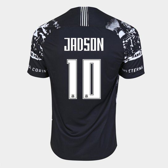 Camisa Corinthians III 19/20 Jadson Nº 10 - Torcedor Nike Masculina - Preto+Branco