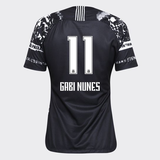 Camisa Corinthians III Invasões 19/20 Gabi Nunes Nº 11 - Torcedor Nike Feminina - Preto+Branco
