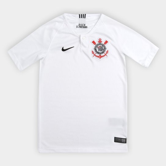 Camisa Corinthians Juvenil I 18/19 s/n° - Torcedor Nike - Branco+Preto