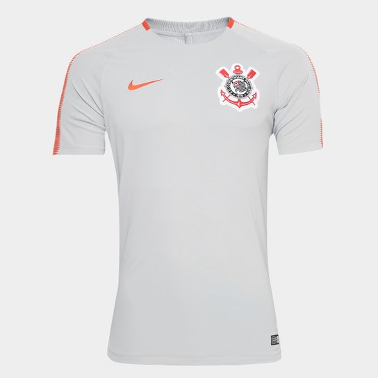 Camisa Corinthians Nike BRT Squad Top SS Masculina - Cinza+Laranja
