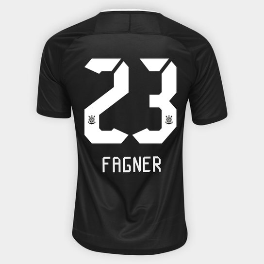 Camisa Nike Corinthians II 17/18 nº 23 - Fagner - Preto+Branco