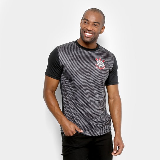 Camiseta Corinthians Camuflagem Masculina - Preto
