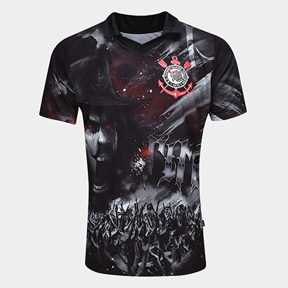Camiseta Corinthians Quebrada Masculina - Preto