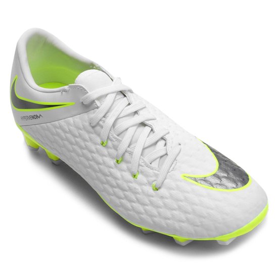 Chuteira Campo Nike Hypervenom Phantom 3 Academy FG Masculina - Branco+Cinza