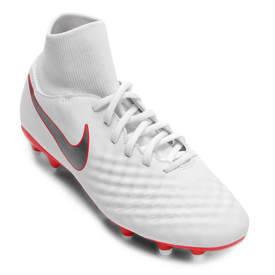 Chuteira Campo Nike Magista Obra 2 Academy DF FG Masculina - Branco+Cinza