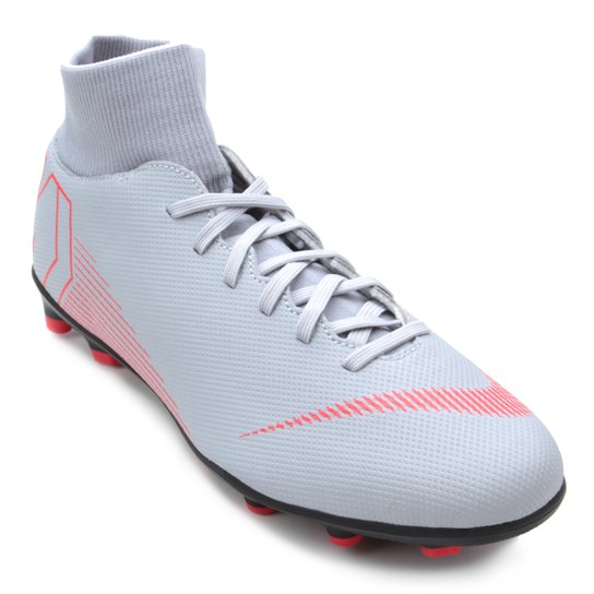 Chuteira Campo Nike Mercurial Superfly 6 Club Masculina - Cinza+Preto