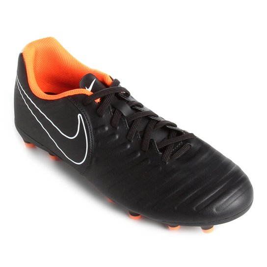 Chuteira Campo Nike Tiempo Legend 7 Club FG Masculina - Preto+Laranja
