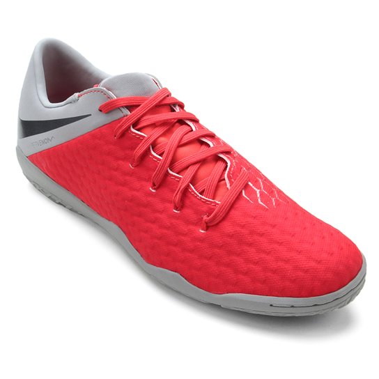Chuteira Futsal Nike Hypervenom Phantom 3 Academy IC Masculina - Vermelho+Cinza