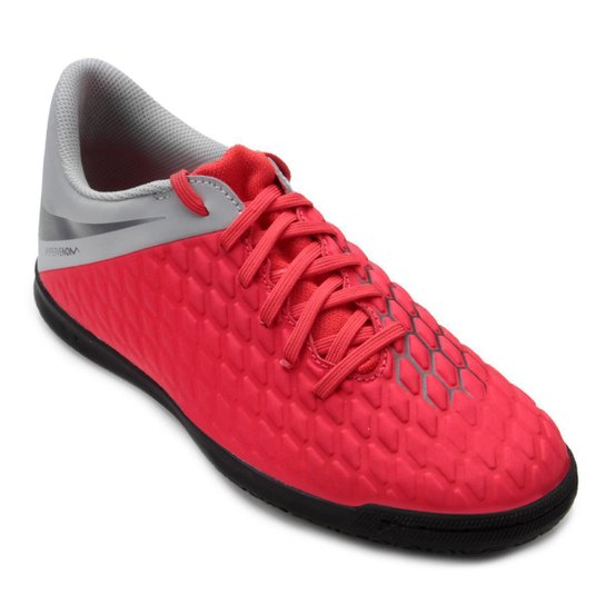Chuteira Futsal Nike Hypervenom Phantom 3 Club IC Masculina - Vermelho+Cinza