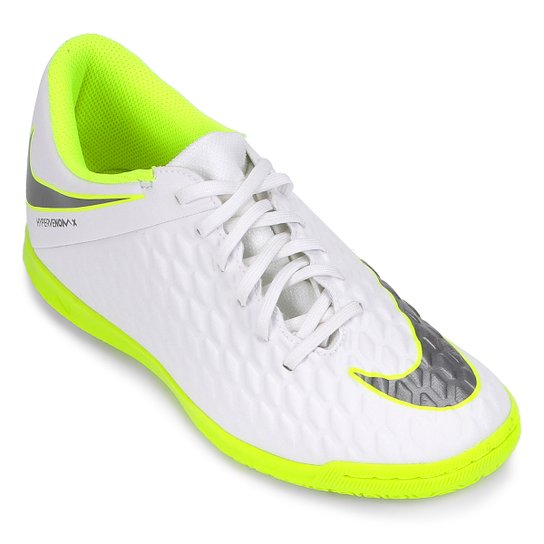Chuteira Futsal Nike Hypervenom Phantom 3 Club IC Masculina - Branco+Cinza