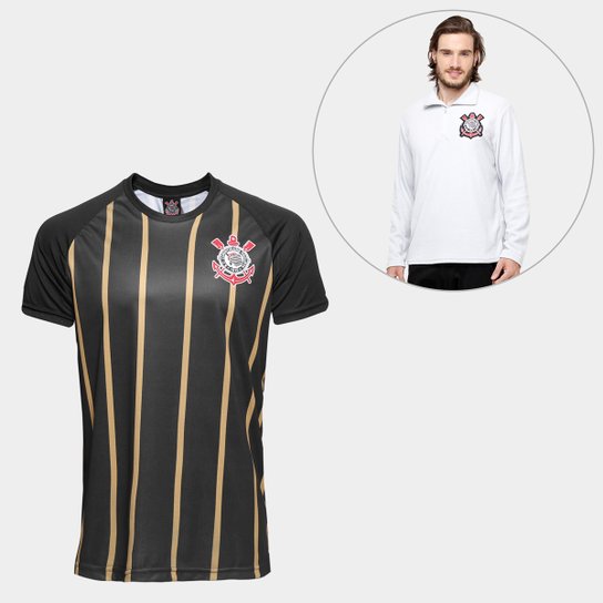 Kit Camisa Corinthians Gold nº10 - Edição Limitada + Blusão Corinthians Polar Fleece Masculino - Preto+Dourado