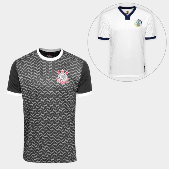 Kit Camisa Libertados + Camisa Corinthian Casuals Away 17/18 - Torcedor - Preto+Branco