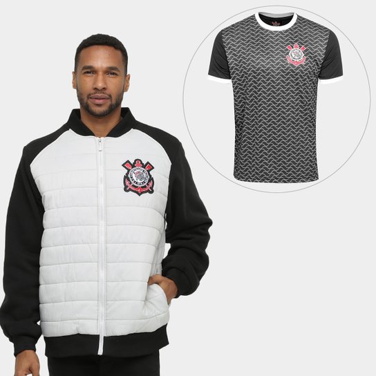 Kit Camisa Libertados + Jaquetas Corinthians Logo - Preto+Branco