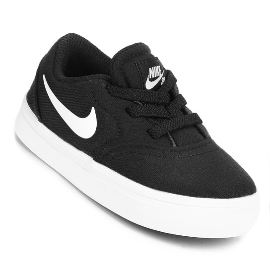 Tênis Infantil Nike Sb Check Cnvs - Preto+Branco