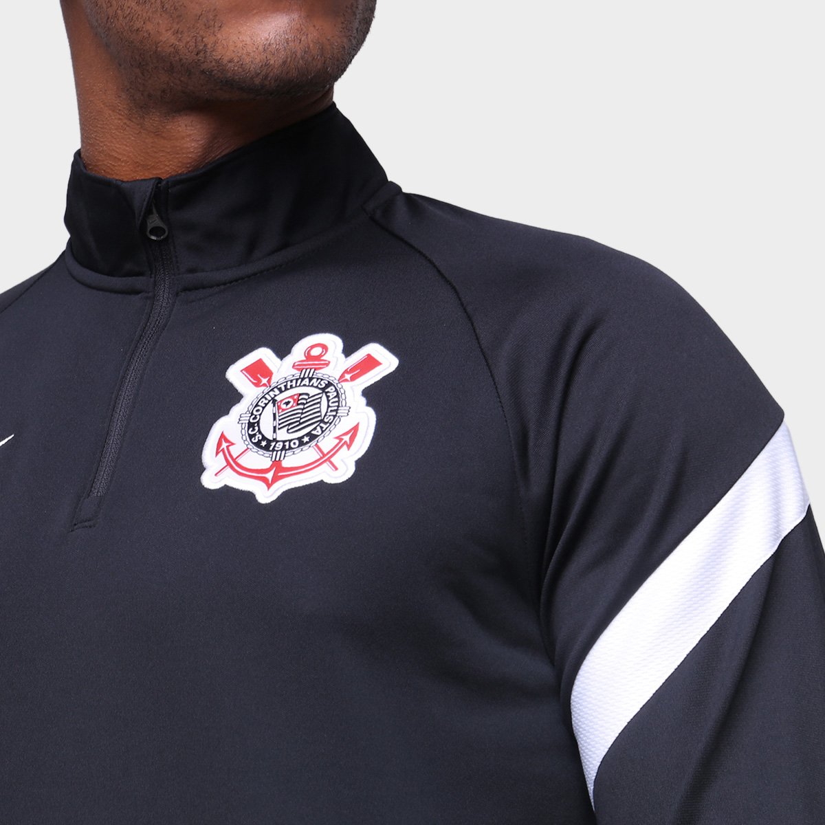 Blusa Corinthians Treino 20/21 Nike Masculina Preto+Branco Shop Timão