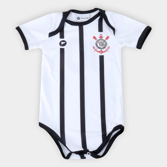 Body Corinthians Infantil Torcida Baby Listrado Proteção UV