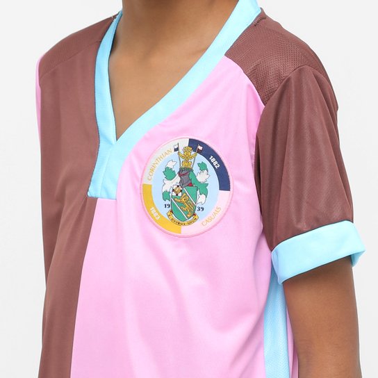 Camisa Corinthian Casuals Infantil Home 17/18 Torcedor - Marrom+Rosa