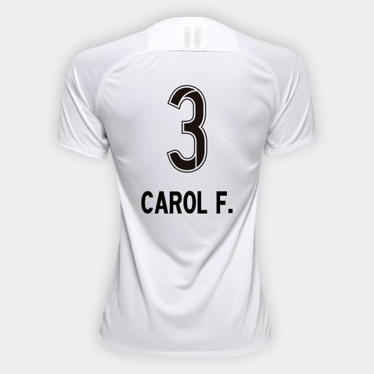 Camisa Corinthians I 19/20 - Carol F. N° 3 - Torcedor Nike Feminina - Branco+Preto