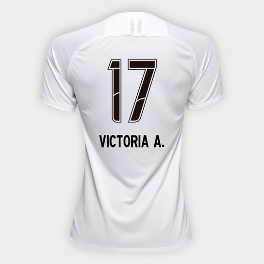 Camisa Corinthians I 19/20 N° 17 Victoria A. - Torcedor Nike Feminina - Branco+Preto