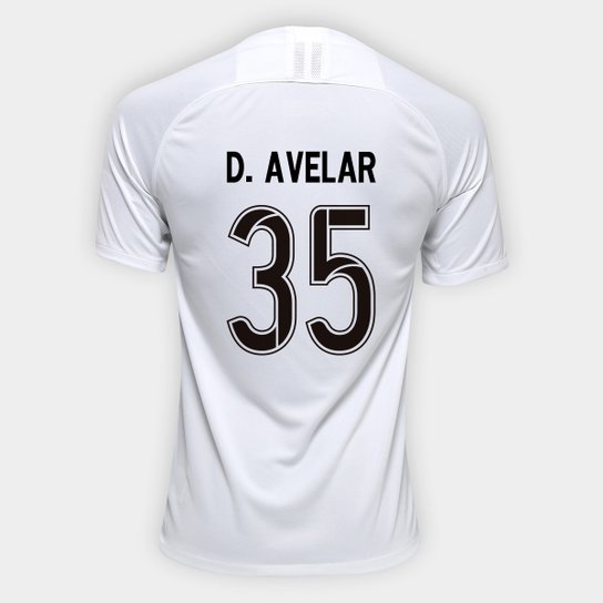 Camisa Corinthians I 19/20 Nº 35 D. Avelar - Torcedor Nike Masculina - Branco+Preto