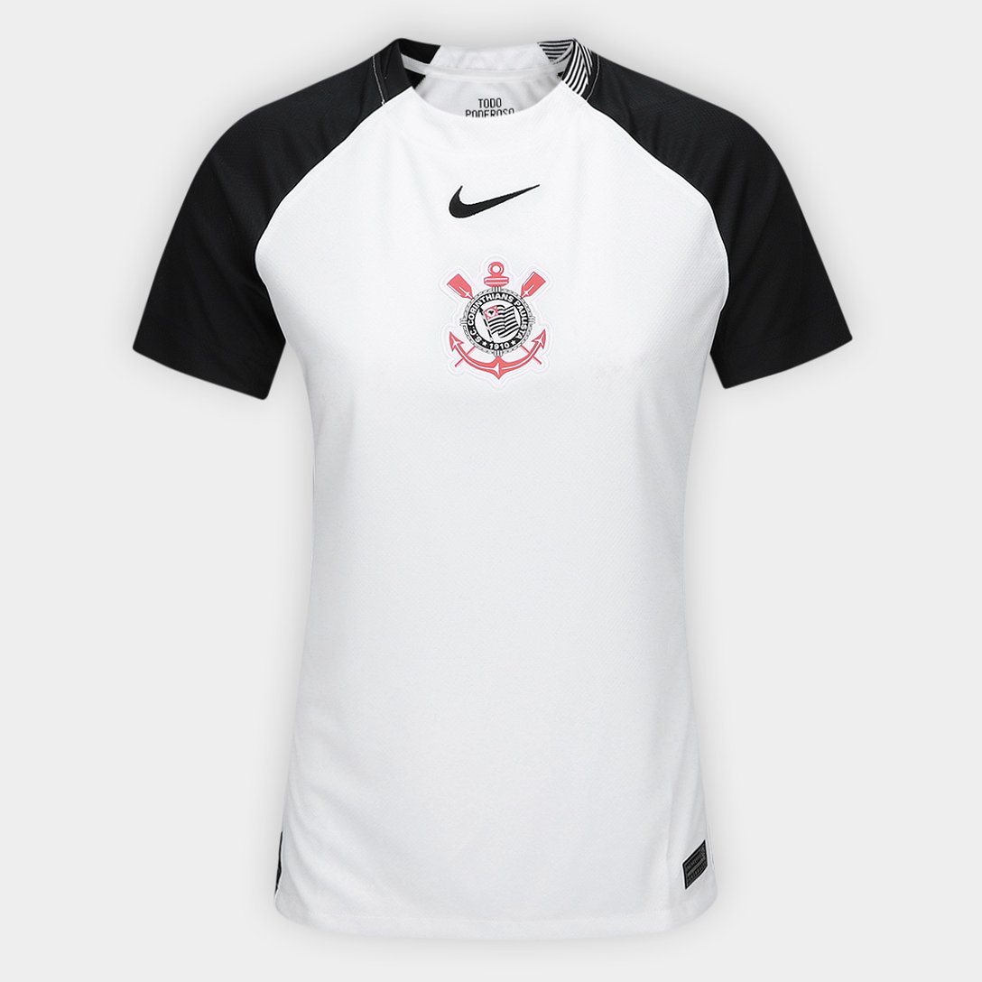Camisa Corinthians I 25/26 s/n Nike Feminina - Branco+Preto