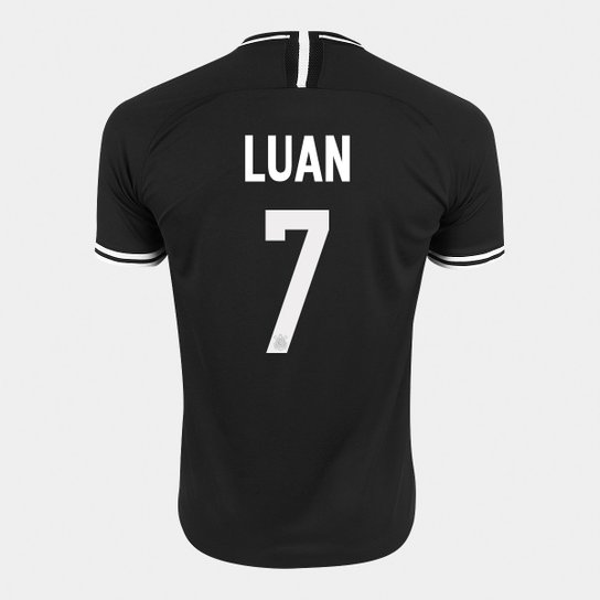 Camisa Corinthians II 19/20 - Luan Nº 7 - Torcedor Nike Masculina - Preto+Branco