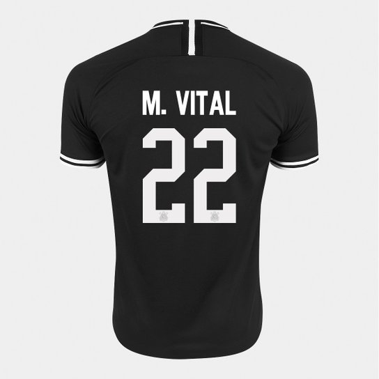 Camisa Corinthians II 19/20 Nº 22 M. Vital - Torcedor Nike Masculina - Preto+Branco