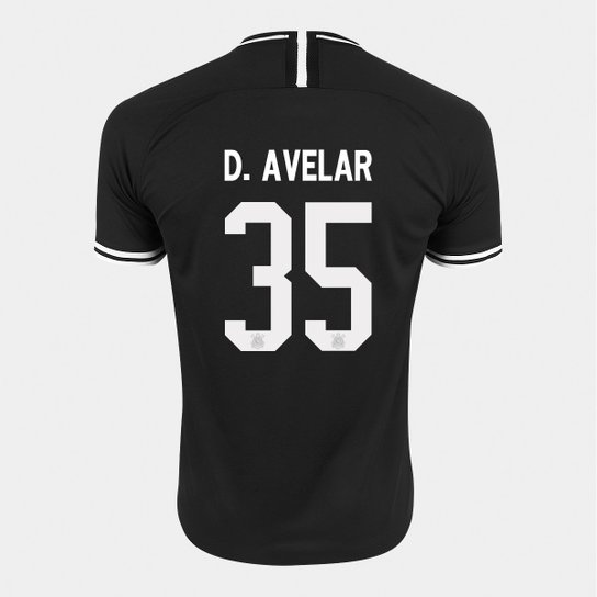 Camisa Corinthians II 19/20 Nº 35 D. Avelar - Torcedor Nike Masculina - Preto+Branco