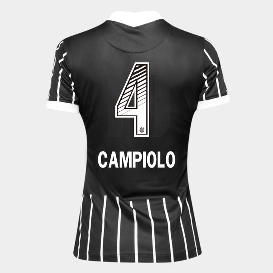 Camisa Corinthians II 20/21 - Campiolo N° 4 - Torcedor Nike Feminina - Preto+Branco