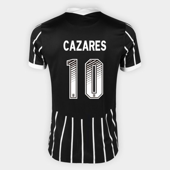 Camisa Corinthians II 20/21 Cazares Nº 10 Torcedor Nike Masculina - Preto+Branco