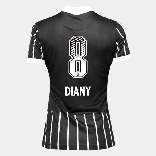 Camisa Corinthians II 20/21 - Diany N° 8 - Torcedor Nike Feminina - Preto+Branco