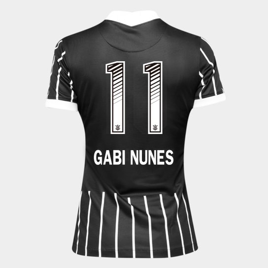 Camisa Corinthians II 20/21 - Gabi Nunes N° 11 - Torcedor Nike Feminina - Preto+Branco