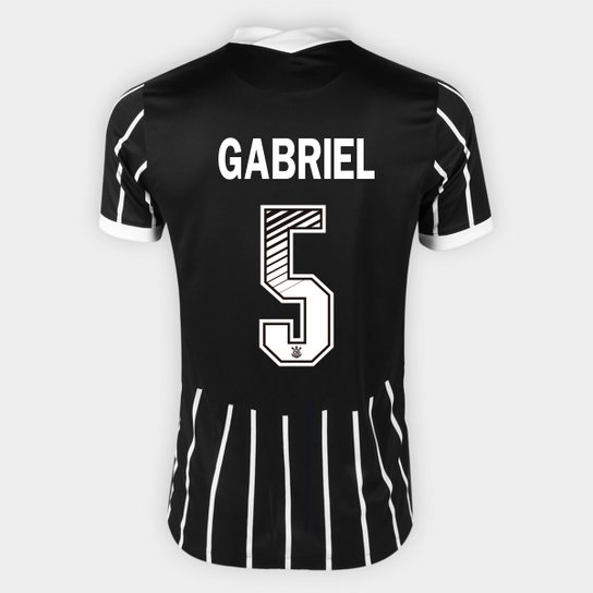 Camisa Corinthians II 20/21 - Gabriel Nº 5 - Torcedor Nike Masculina - Preto+Branco