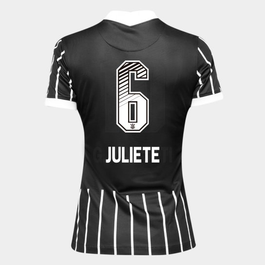 Camisa Corinthians II 20/21 - Juliete N° 6 - Torcedor Nike Feminina - Preto+Branco