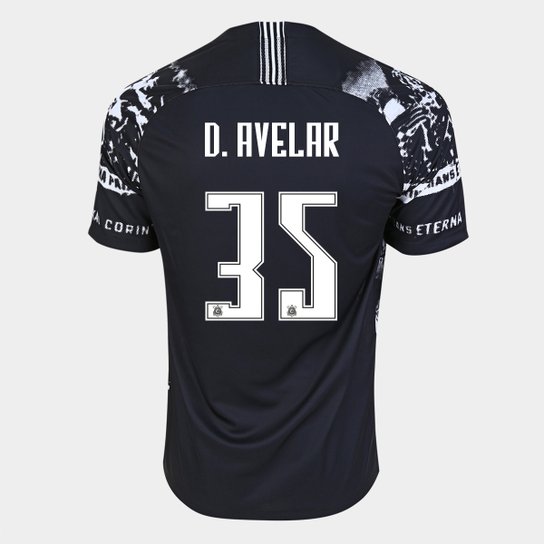 Camisa Corinthians III 19/20 D. Avelar Nº 35 - Torcedor Nike Masculina - Preto+Branco