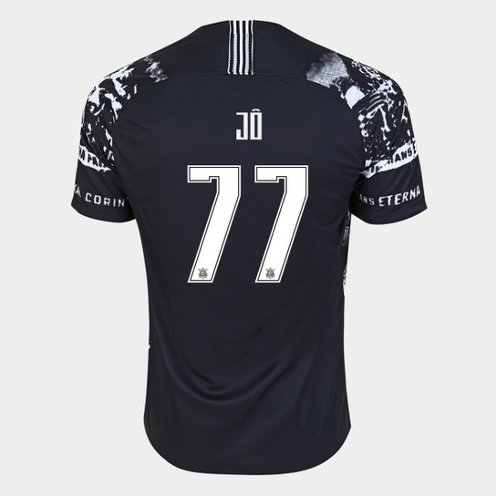 Camisa Corinthians III 19/20 - Jô Nº 77 - Torcedor Nike Masculina - Preto+Branco
