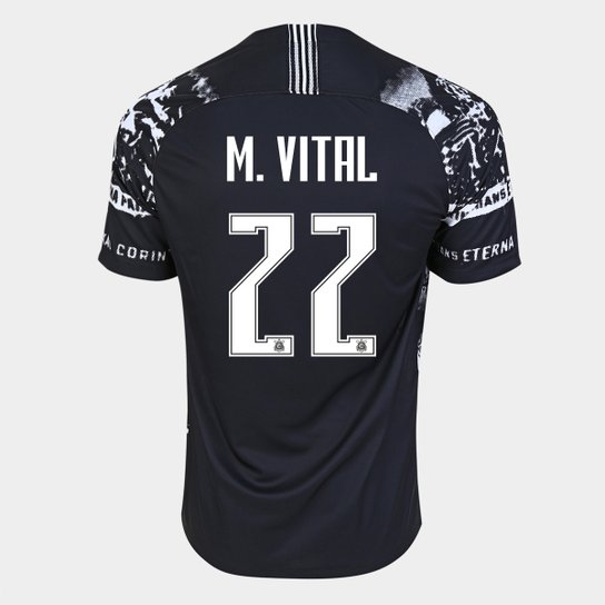 Camisa Corinthians III 19/20 M. Vital Nº 22 - Torcedor Nike Masculina - Preto+Branco