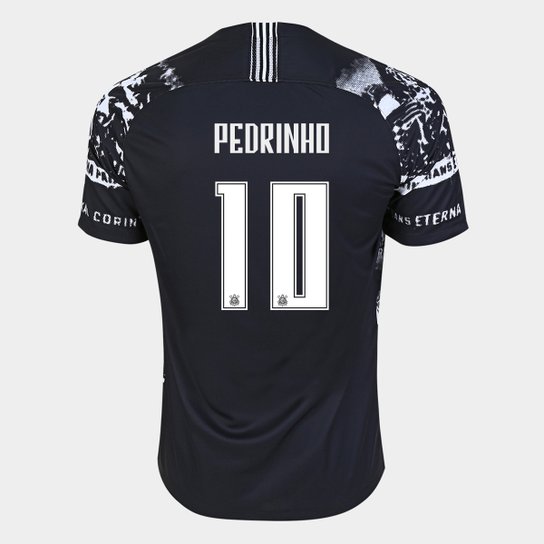 Camisa Corinthians III 19/20 Pedrinho Nº 10 - Torcedor Nike Masculina - Preto+Branco