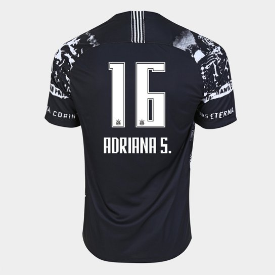 Camisa Corinthians III Invasões 19/20 Adriana Nº 16 - Torcedor Nike Masculina - Preto+Branco